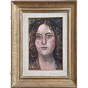 Wenceslas d'Erceville "portrait Of A Woman" Oil On Canvas 30x22